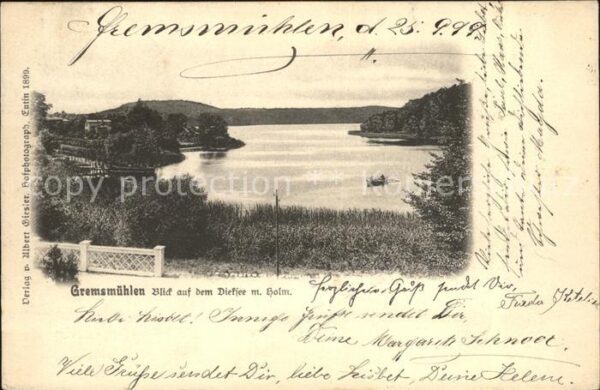 Malente-Gremsmuehlen Blick auf den Dieksee mit Holm Holstein