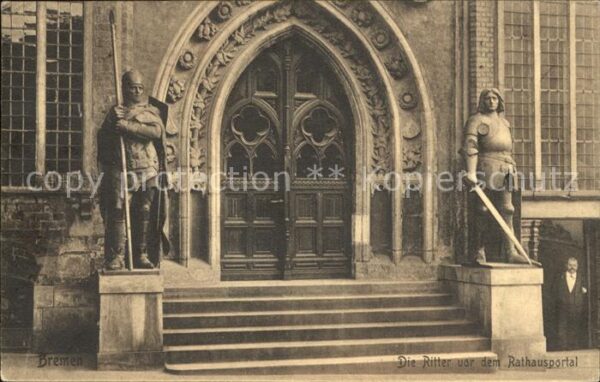 Bremen Die Ritter vor dem Rathausportal Skulpt