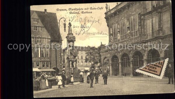 Bremen Marktplatz Ratscafe Roland Rathaus