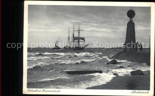 Travemuende Ostseebad Nordermole Segelschiff Dampfer