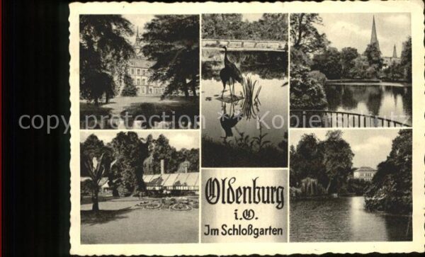 Oldenburg Niedersachsen Partie im Schlossgarten Teich Kranich