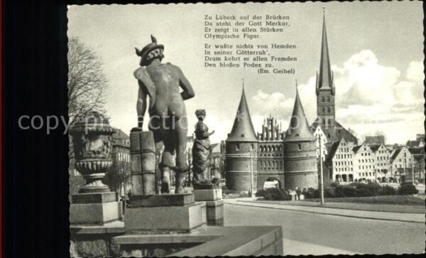 Luebeck Merkur auf der Puppenbrücke Skulptur Ho