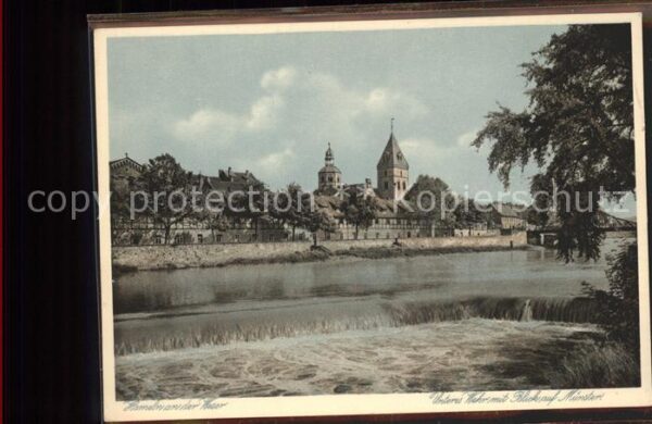 Hameln Weser an der Weser Unteres Wehr Münster Kupfe