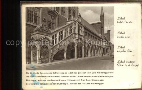 Luebeck Renaissance Rathaustreppe Stadtplan Alt