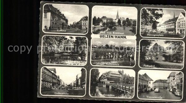 Uelzen Lueneburger Heide Rathaus Teich Pavillon Strassenpartie M