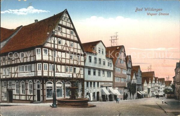 Bad Wildungen Wegaer Strasse Brunnen Löwen Apotheke F
