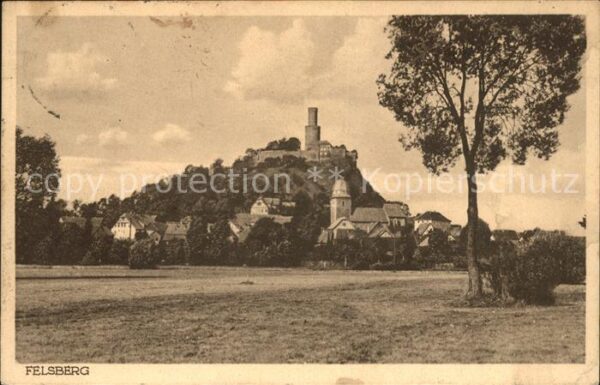 Felsberg Hessen Ortsansicht mit Kirche und Felsburg mit