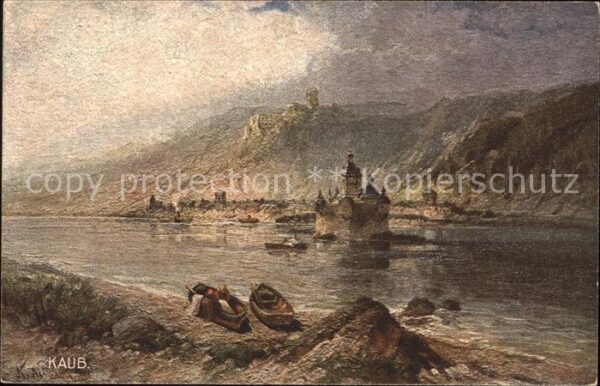 Kaub Künstlerkarte Burg Gutenfels Pfalz