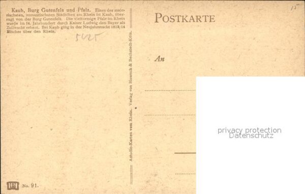 Kaub Künstlerkarte Burg Gutenfels Pfalz – Bild 2