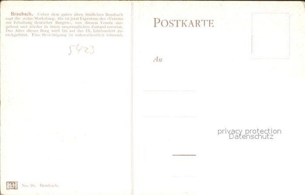 Braubach Rhein Künstlerkarte Marksburg – Bild 2