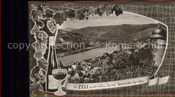 Zell Mosel Weintrauben Weinflasche