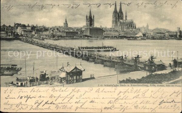 Koeln Rhein mit Holbrücke über dem Rhein