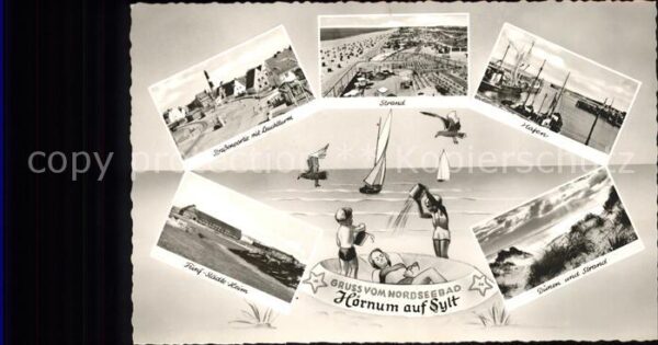 Hoernum Sylt Hafen u.Strassenpartie mit Leuchtturm