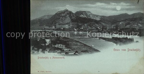 Koenigswinter mit Burg Drachenfels u.Nonnenwerth