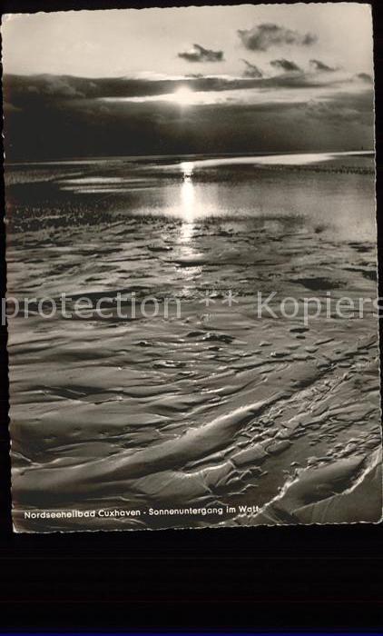 Cuxhaven Nordseebad Sonnenuntergang im Watt