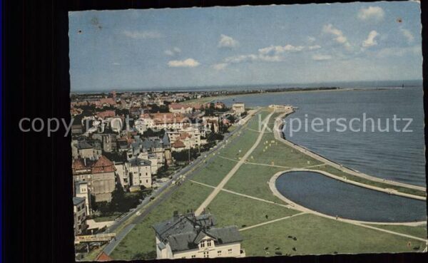 Cuxhaven Nordseebad Seefront mit Blick zur Kugelbake