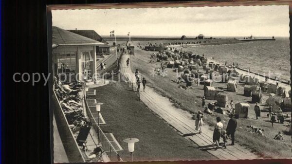 Buesum Nordseebad Liegehalle mit Blick zur Mole (Stempel)