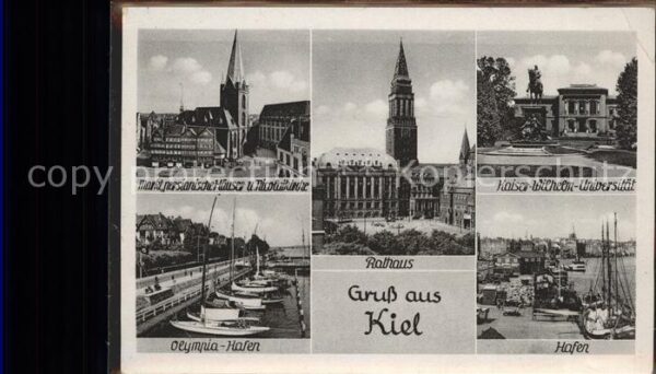 Kiel Olympia-Hafen u.Kaiser-Wilhelm-Denkmal