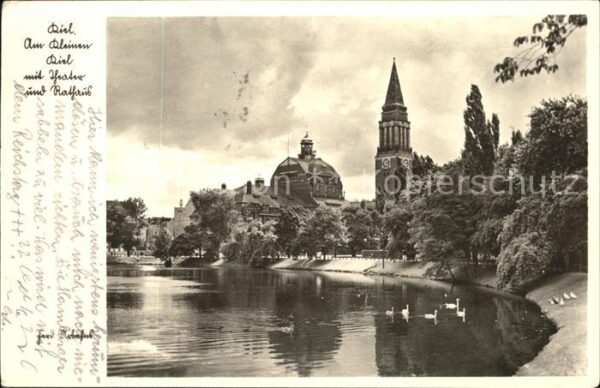 Kiel Partie am kl.Kiel mit Theater u.Rathaus