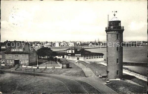 Cuxhaven Nordseebad Leuchtturm mit Seepavillon