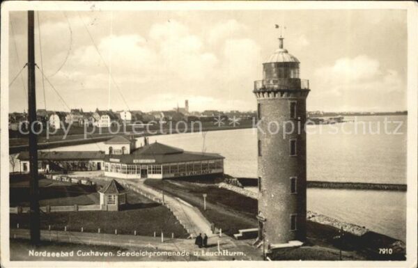 Cuxhaven Nordseebad Seedeichpromenade u-Leuchtturm