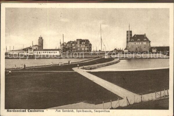 Cuxhaven Nordseebad Partie am Seedeich Spielbassin u.Seepav