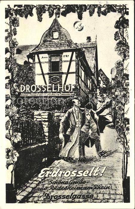 Ruedesheim Rhein Drosselgasse (Bahnhpoststempel)