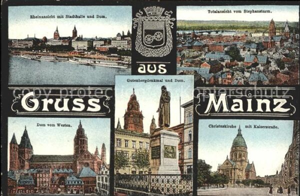 Mainz Rhein Christuskirche mit Kaiserstrasse