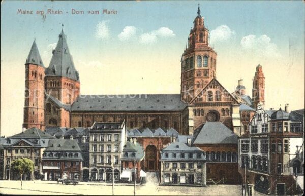 Mainz Rhein Blick auf den Dom vom Markt aus