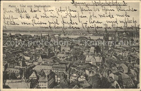 Mainz Rhein Blick vom Stephansturm