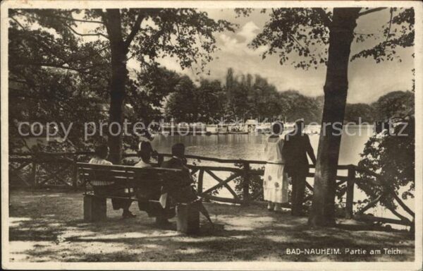 Bad Nauheim Partie am Teich (Bahnpoststempel)