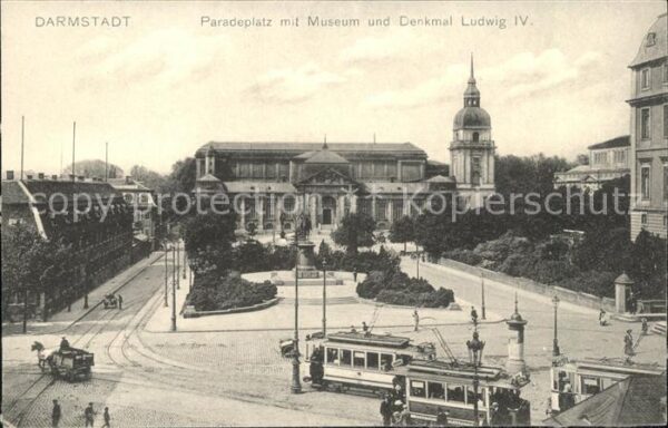 Darmstadt Paradeplatz mit Museum u.Denkmal Ludwig
