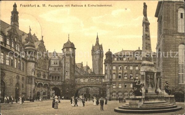 Frankfurt Main Paulsplatz mit Rathaus u.Einheitsdenkma