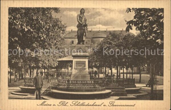 Mainz Rhein Schillerdenkmal u.Gouvernement