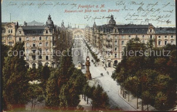 Frankfurt Main Kaiserstrasse mit Blick zum Bahnhof