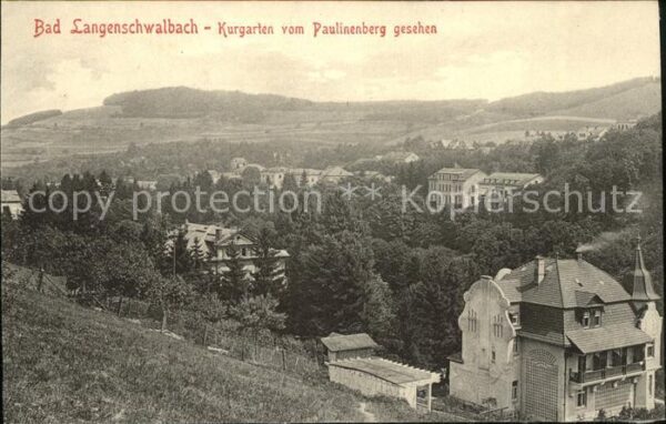 Bad Schwalbach Kurgarten vom Paulinenberg aus gesehen