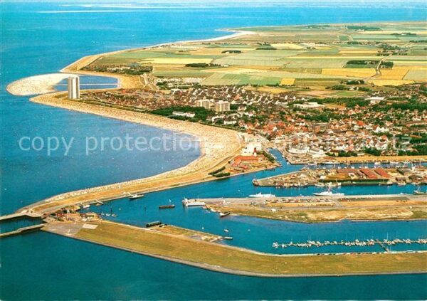 Buesum Nordseebad Hafenanlagen Ort und Strand Fliegeraufn