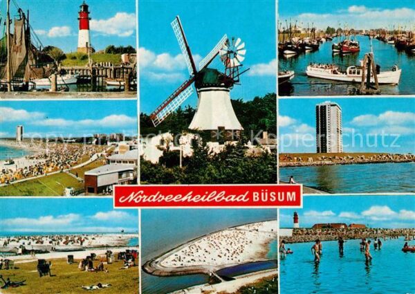 Buesum Nordseebad Leuchtturm Mühle Fischereihafen Strandp