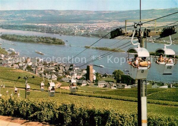 Ruedesheim Rhein Panorama mit Kabinen Seilbahn