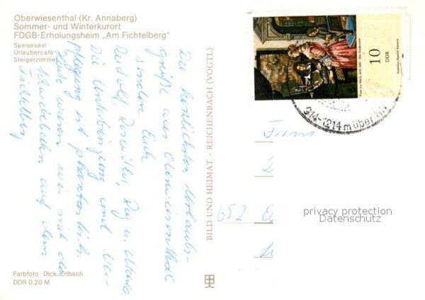 Oberwiesenthal Erzgebirge FDGB Erholungsheim Am Fichtelberg Speis – Bild 2