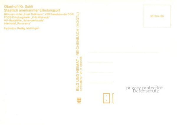 Oberhof Thueringen Hotel Ernst Thälmann VEB Reisebüro FDGB – Bild 2