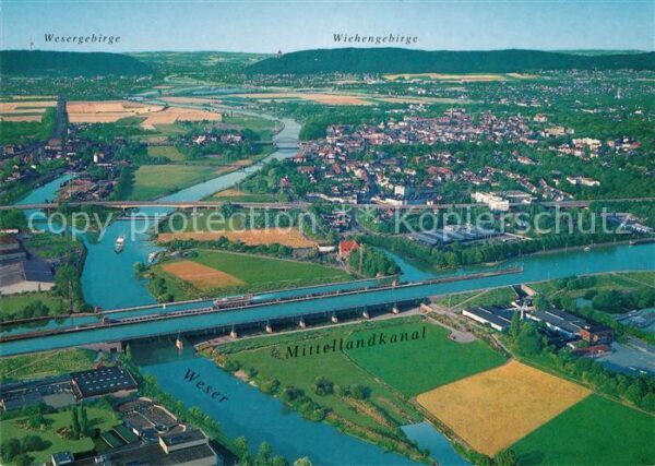 Minden Westfalen Fliegeraufnahme mit Weser Mittellandkan