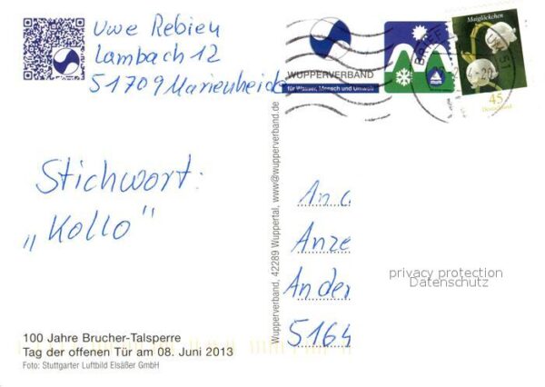 Marienheide Fliegeraufnahme Brucher Talsperre – Bild 2