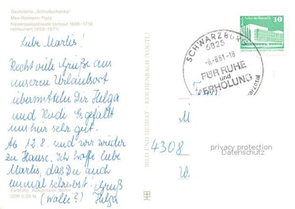 Schwarzburg Thueringer Wald Gaststätte Schlossschenke Max Reimann P – Bild 2