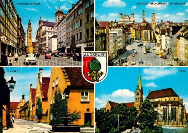 Augsburg Maximilianstraße Dom Rathaus Perlachtur