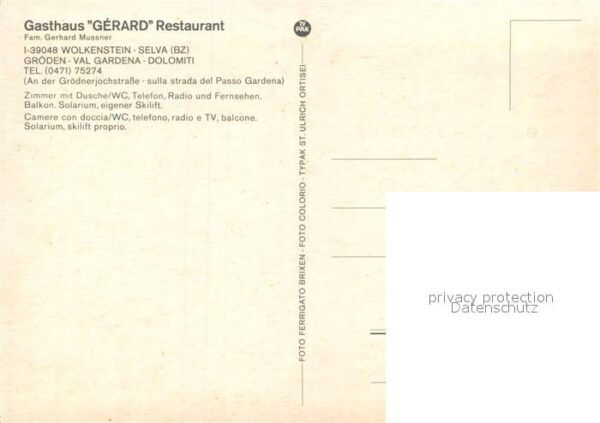 Wolkenstein Groeden Gasthaus Gerard Restaurant – Bild 2
