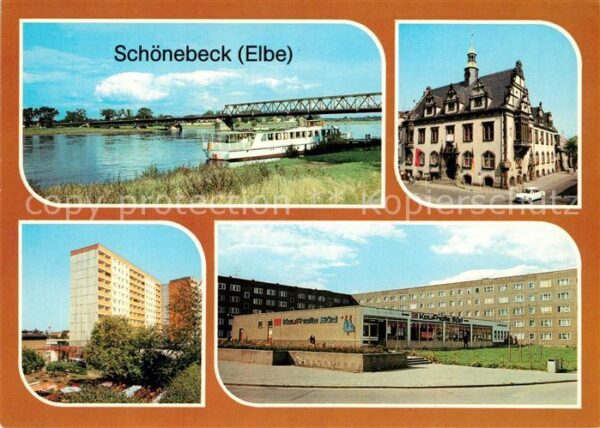 Schoenebeck Elbe Thälmann Brücke Rathaus Neubauten Kaufh