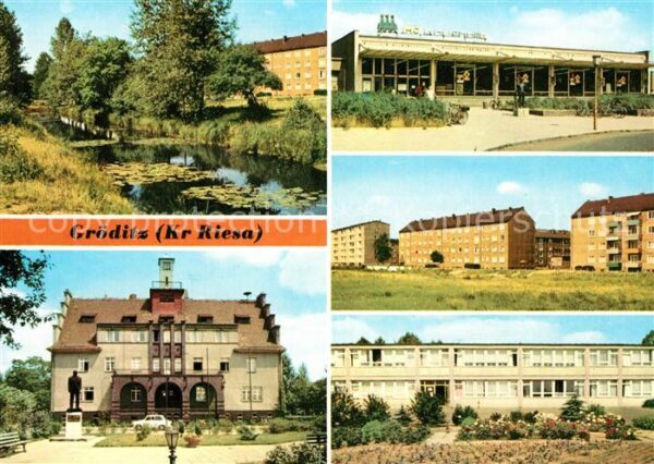 Groeditz Riesa Am Kanal Rathaus HO Kaufhalle Rosa Luxe