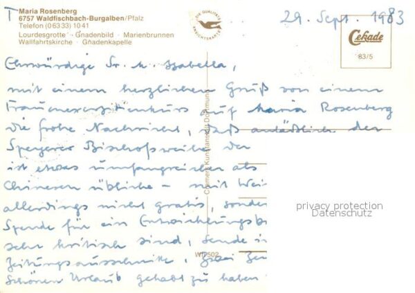 Waldfischbach-Burgalben Maria Rosenberg Lourdesgrotte Gnadenbil – Bild 2