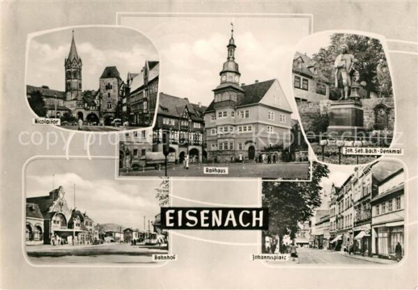 Eisenach Thueringen Rathaus Nicolaitor Bahnhof Johannisplat